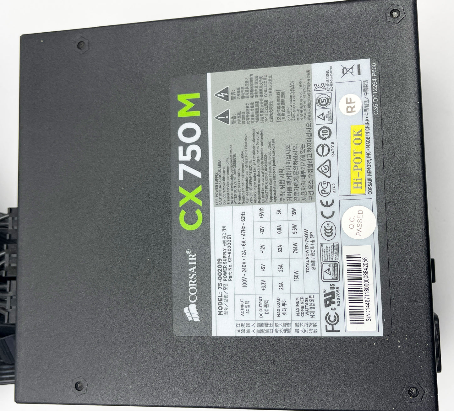 CORSAIR CX750M Model- 75-002019 , 750W Power Supply Desktop Computer PSU