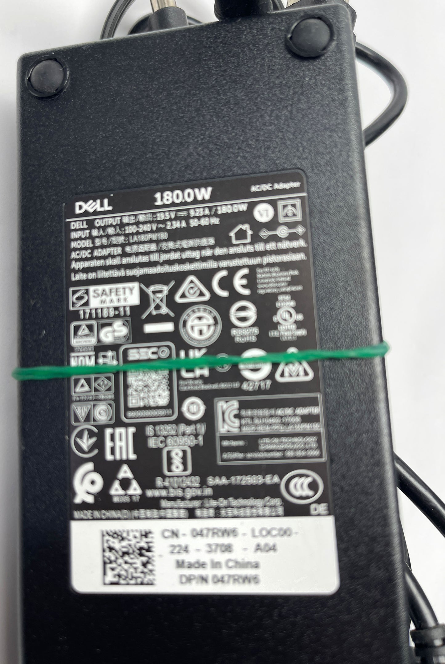 DELL 180W 19.5V, 9.23A Charger LA180PM180 AC power Adapter Charger DP/N 047RW6 For Dell Laptop