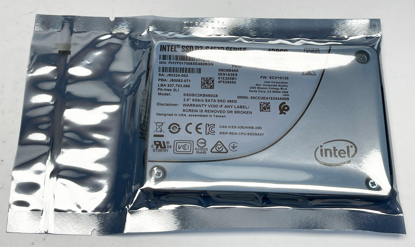 SSDSC2KB480G801 Intel SSD D3-S4510 Series 480GB 2.5 SATA 3D2 TLC 6Gb/s New