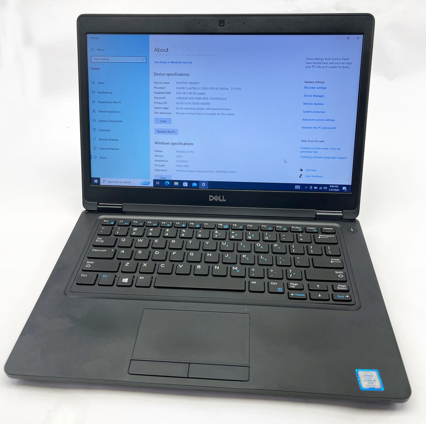 Dell Latitude 5490 14" Intel Core i5 CPU 7300U 2.6GHz 8GB 256GB SSD Win 10 Pro