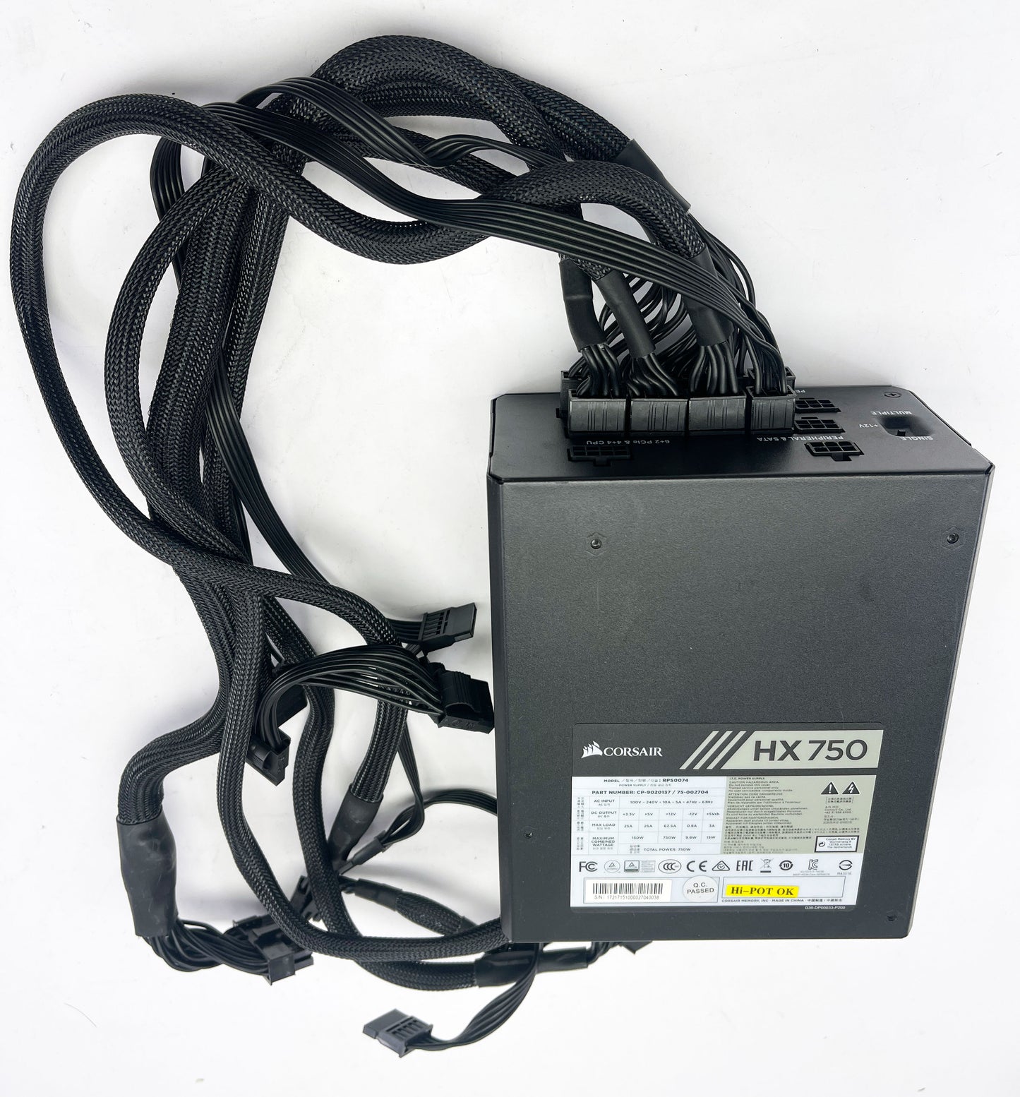 CORSAIR HX Series HX750 RPS0074 Power Supply CP-9020137 / 750W Desktop PC PSU- Pre-Owned- Tested