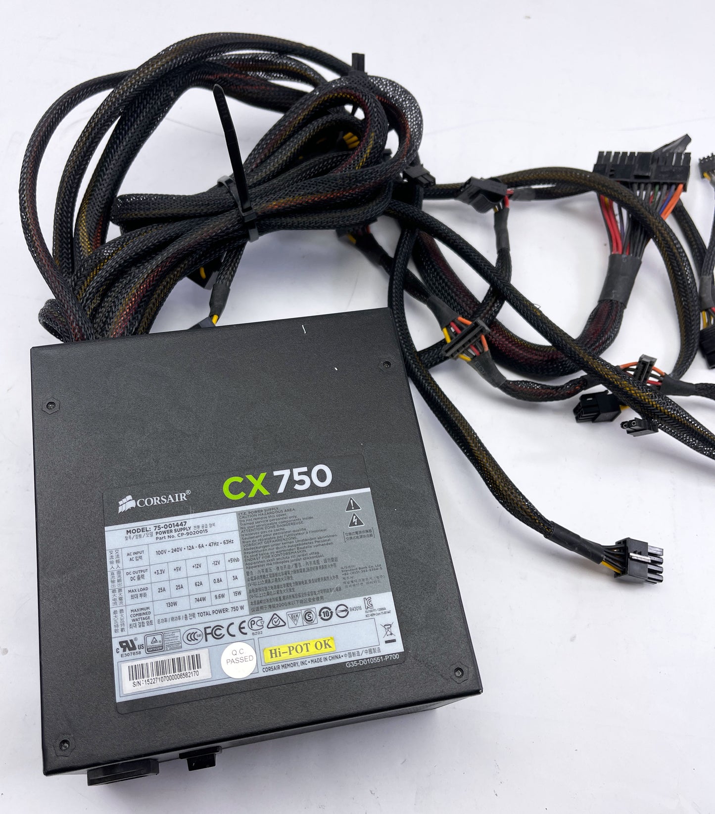 CORSAIR CX750 Model- 75-001447, 750W Power Supply Desktop Computer PSU