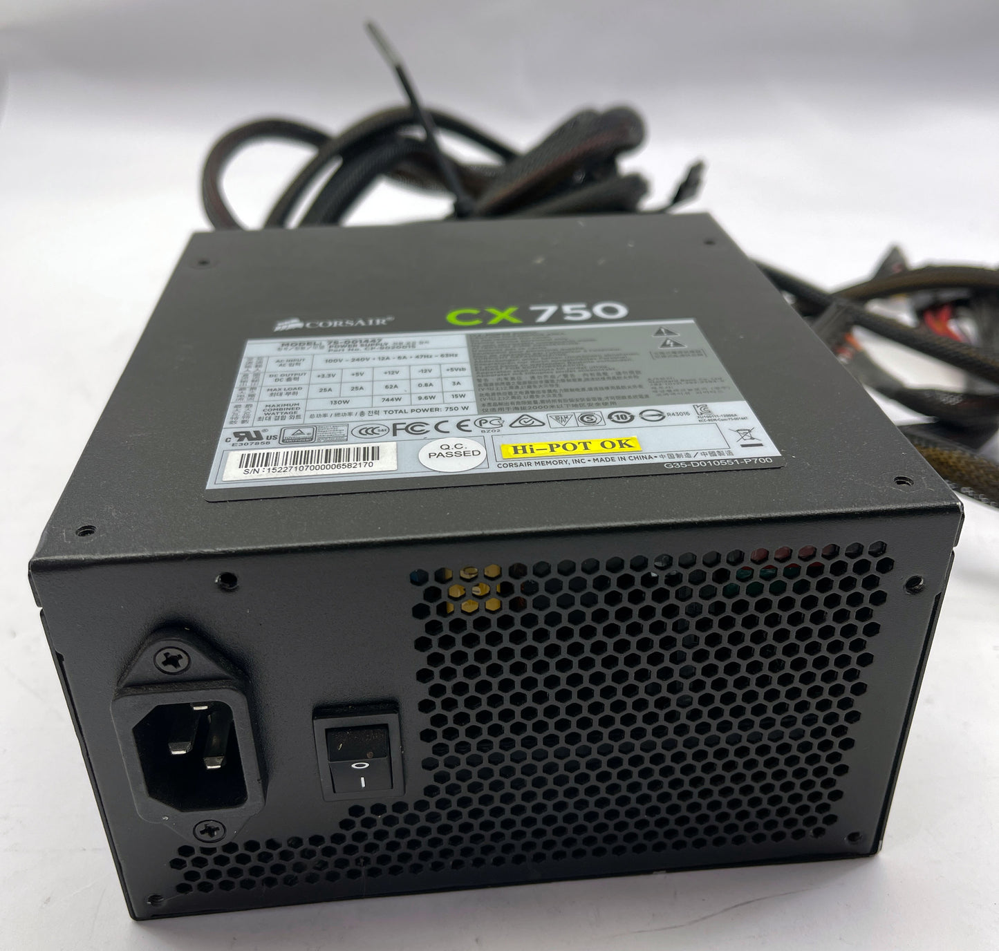 CORSAIR CX750 Model- 75-001447, 750W Power Supply Desktop Computer PSU