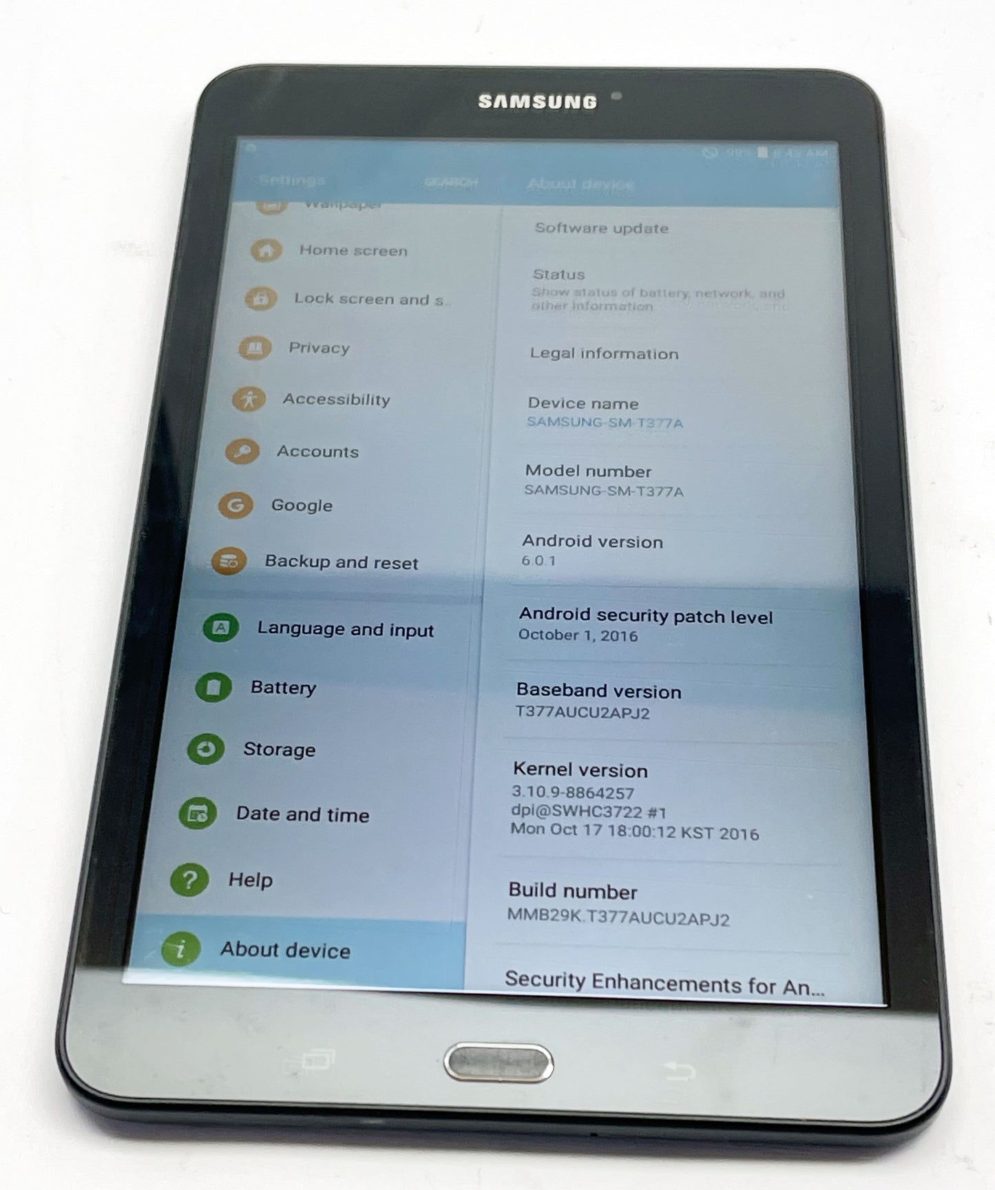 Samsung Galaxy Tab E 8" 16GB Android Tablet Wi-Fi Cellular AT&T Black SM-T377A