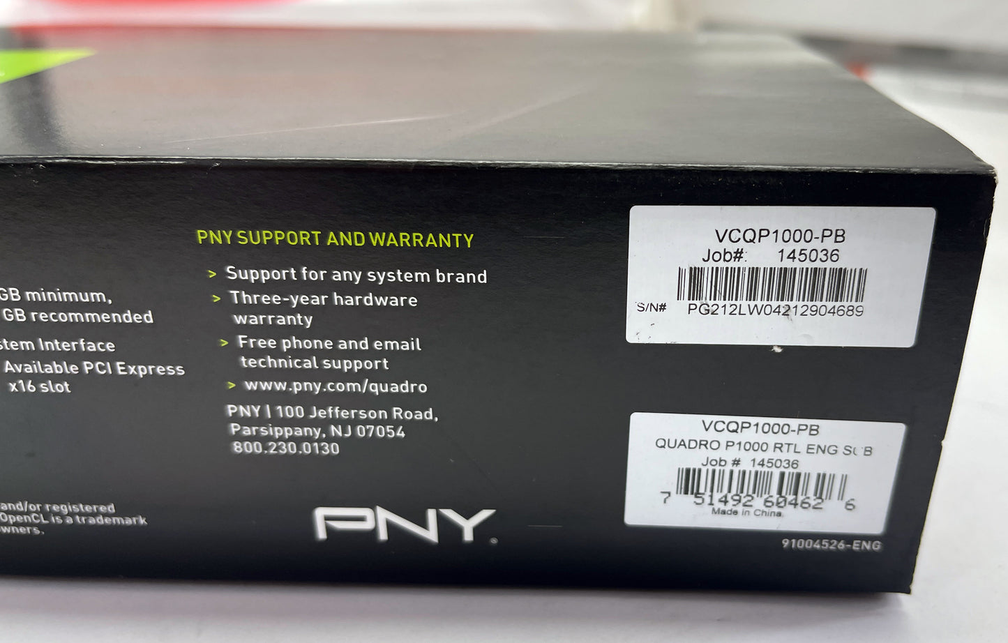 PNY Quadro P1000 4GB GDDR5 Graphics Card VCQP1000-PB