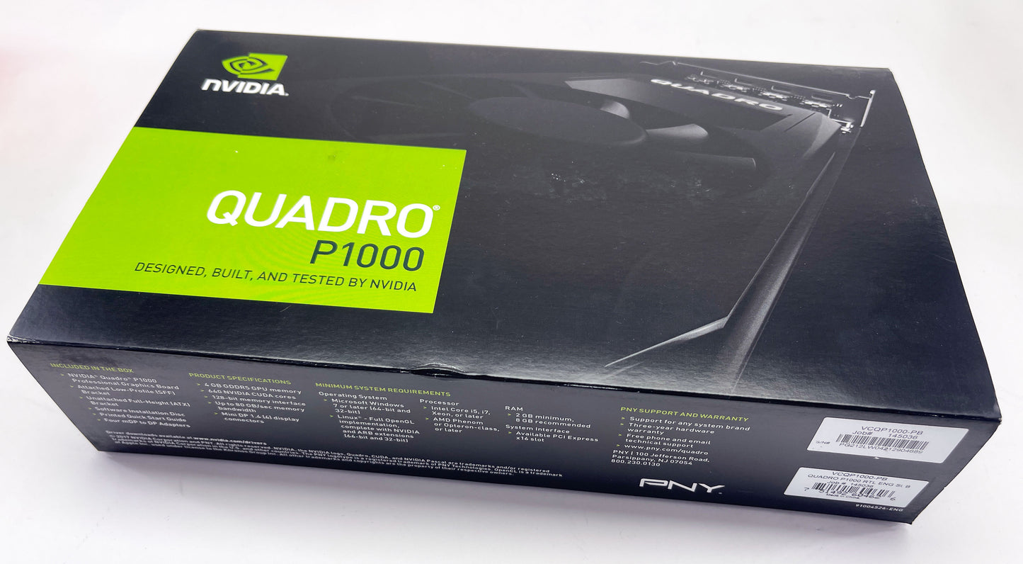 PNY Quadro P1000 4GB GDDR5 Graphics Card VCQP1000-PB