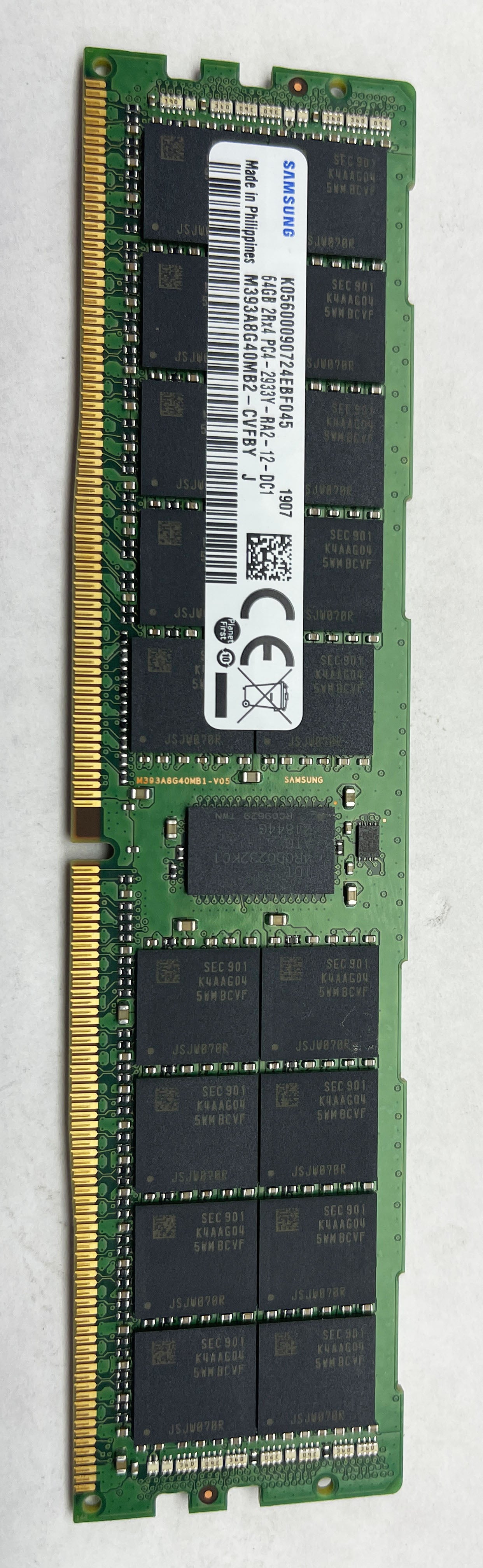 Samsung 64GB DDR4 2933MHz ECC REG RDIMM 2Rx4 PC4 2933Y SERVER M393A8G40MB2-CVF - Used