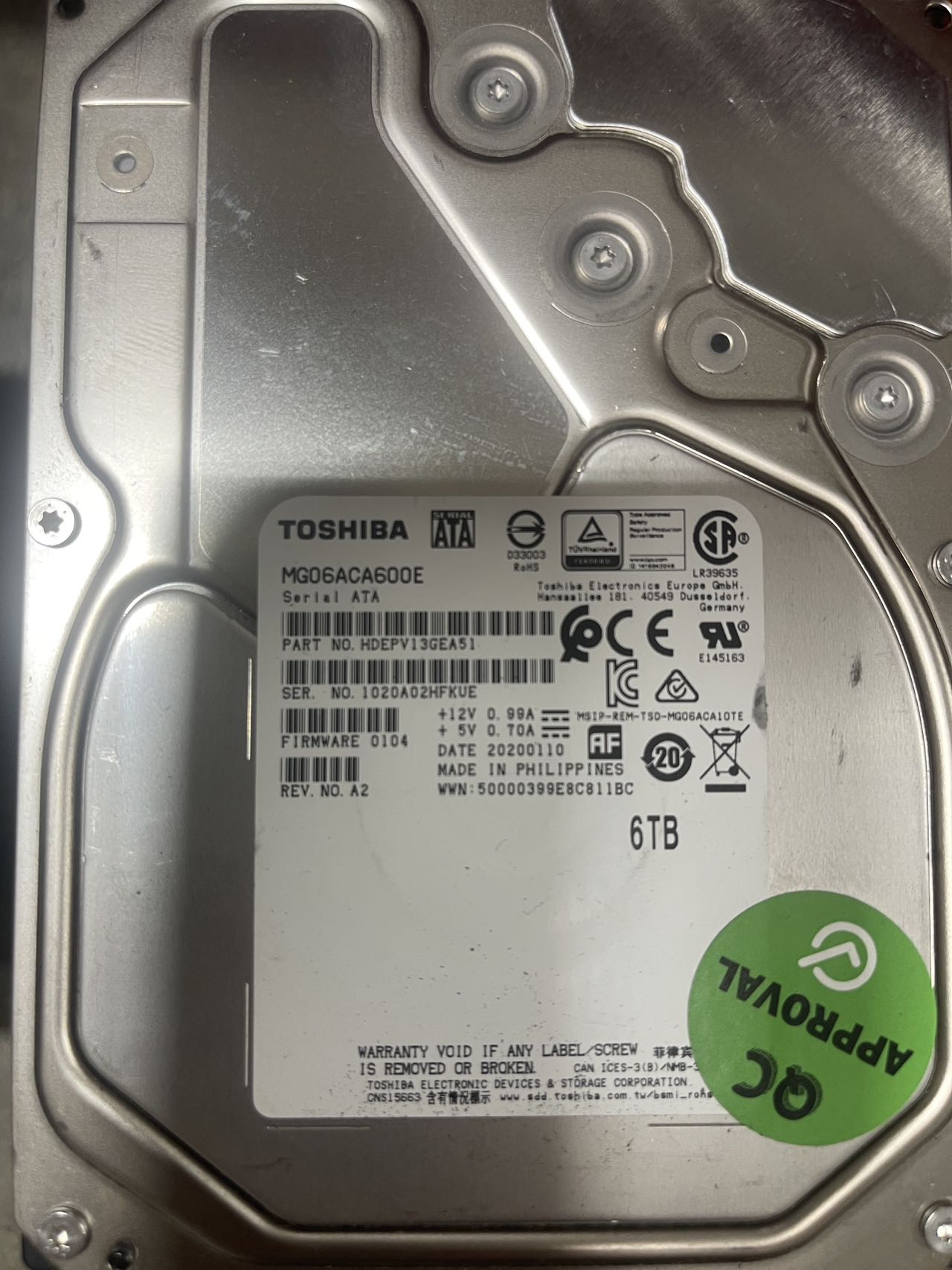 TOSHIBA 6TB HARDDRIVE