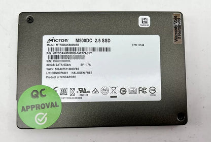 Micron M500DC 800G SSD - 2.5" SATA III (6Gb/s) Internal Server SSD - Model MTFDDAK800MBB - Grade A Used