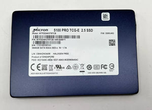 Micron 5100 PRO TCG-E SSD - 3.84TB SATA III, 2.5" Enterprise Solid State Drive - Model MTFDDAK3T8TCB - Grade A Used