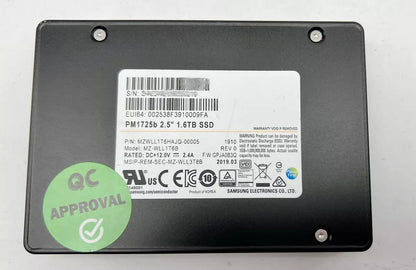 SAMSUNG PM1725b 1.6TB SSD - PCIe Gen3 x4, 2.5" Enterprise Internal SSD - Model MZ-WLL1T6B - Grade A Used