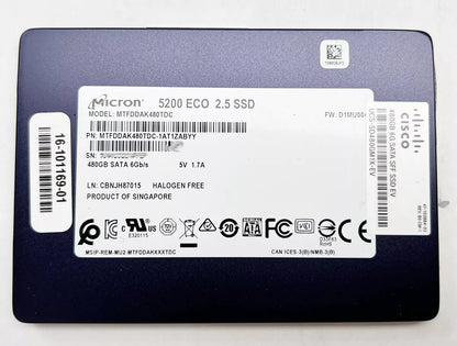 Micron 5200 ECO SSD - 480GB SATA 6G, 2.5" - Model MTFDDAK480TDC - Grade A Used