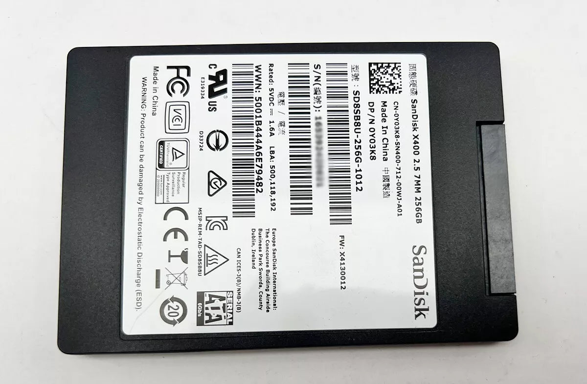 Sandisk X400 SSD - 256GB SATA III, 2.5" Solid State Drive - Model SD8SB8U-256G - Grade A Used